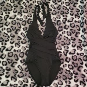 Black one piece bathing suit